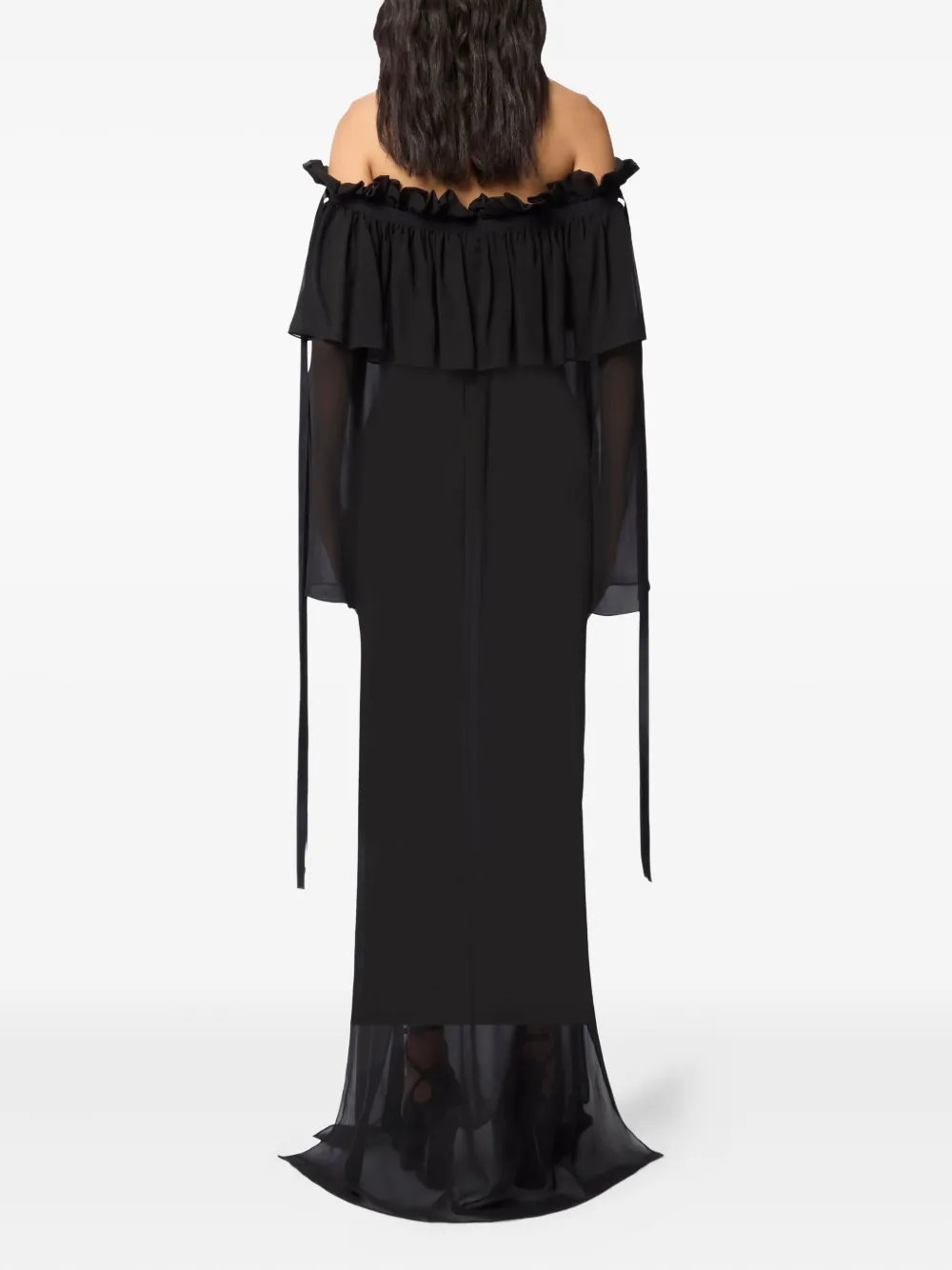 Nina Ricci Zijden maxi-jurk met ruches Zwart