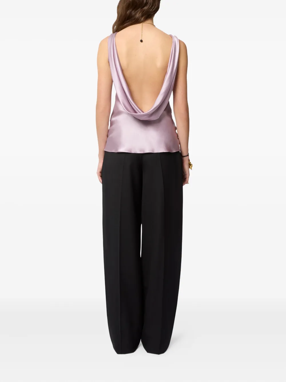 Nina Ricci Gedrapeerde satijnen blouse met halternek Roze