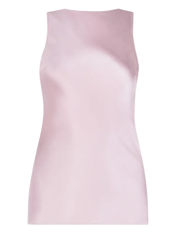 Nina Ricci Draped Satin Halterneck Blouse in Pink
