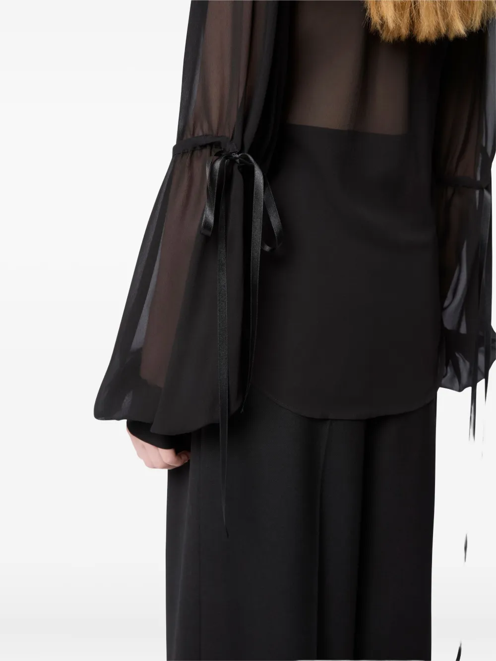 Nina Ricci Blouse met doorzichtige strik Zwart