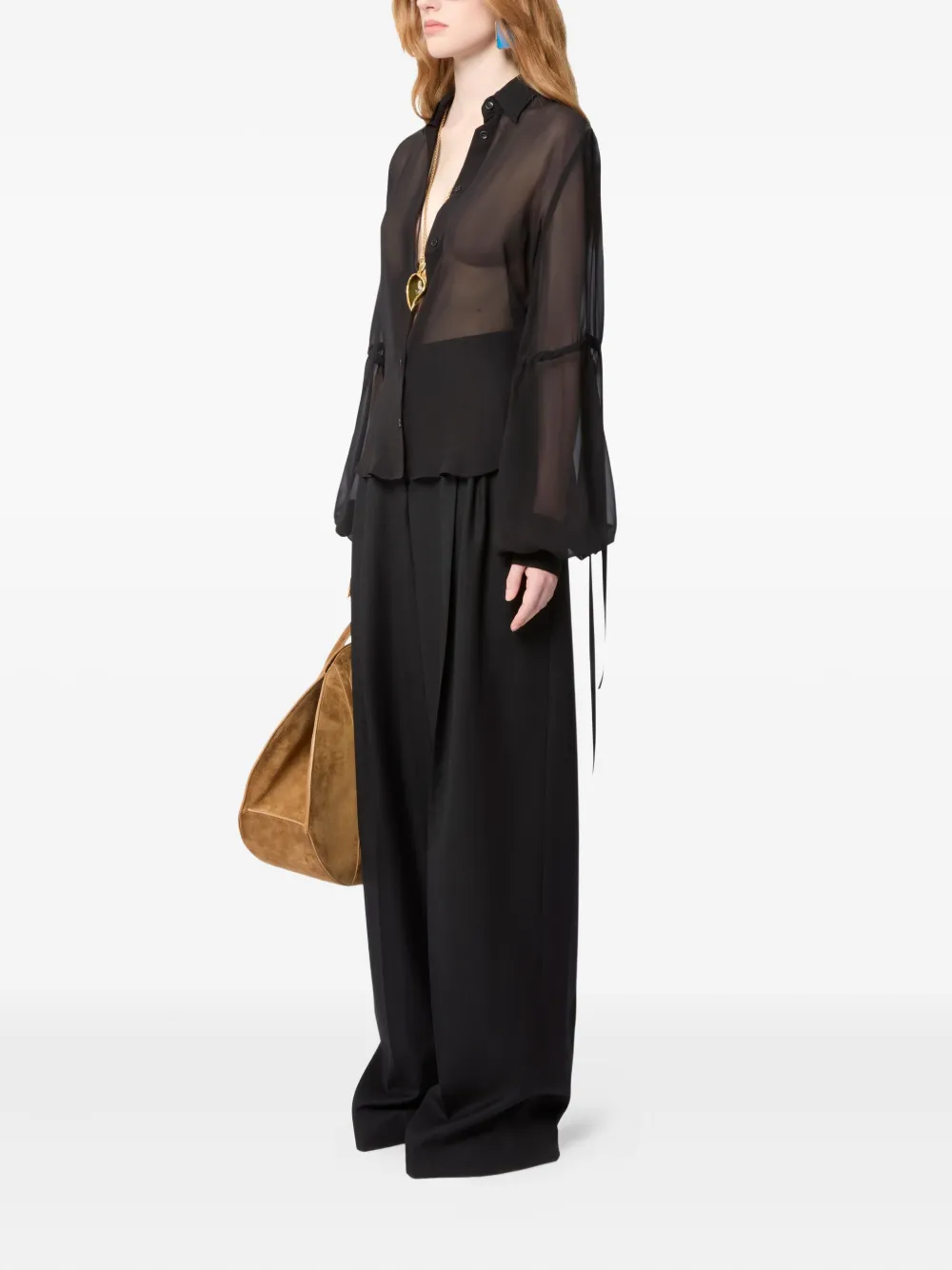 Nina Ricci Blouse met doorzichtige strik Zwart