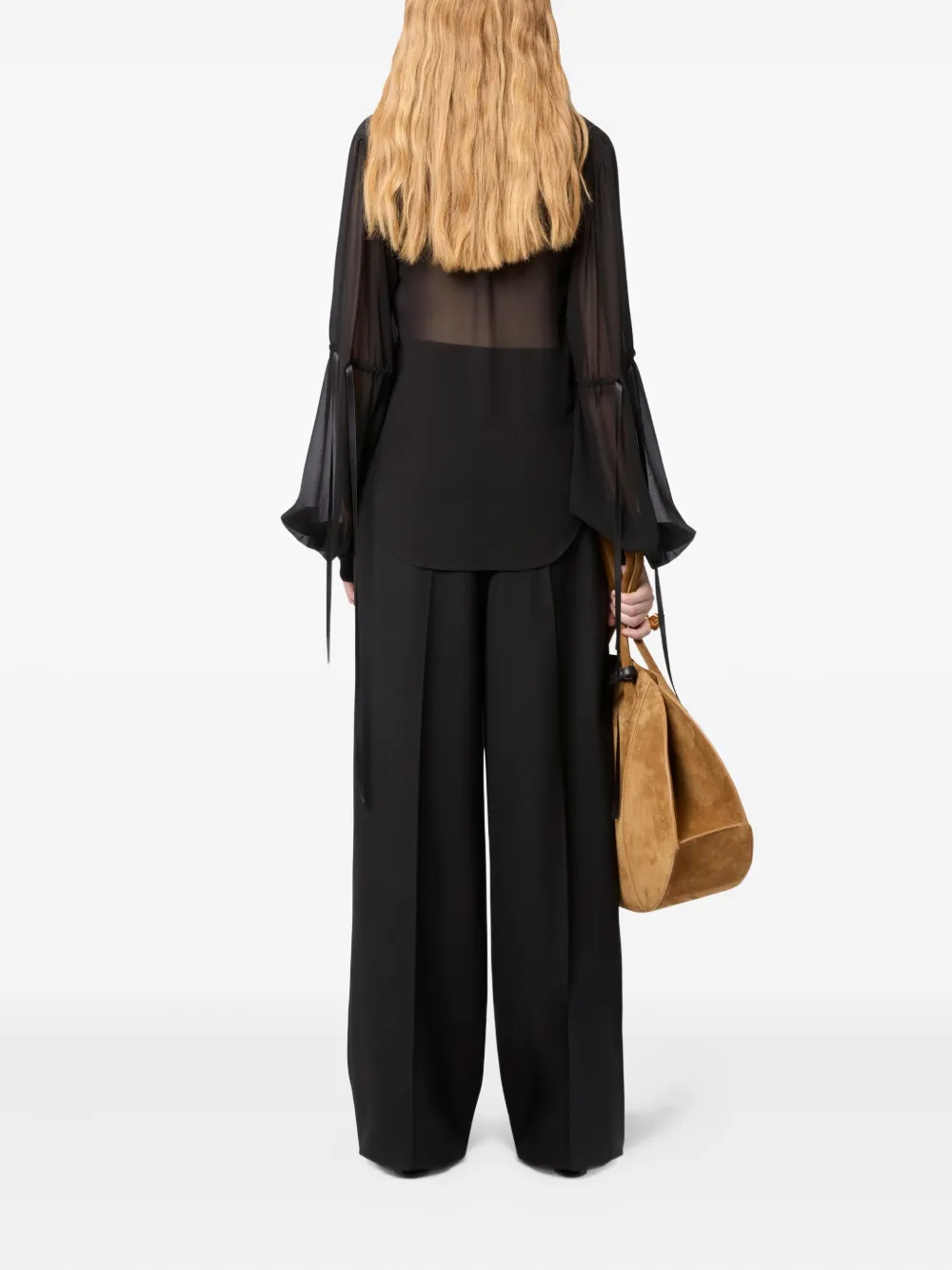 Nina Ricci Blouse met doorzichtige strik Zwart