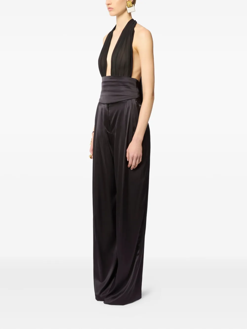 Nina Ricci Zijden blouse met V-hals en strikdetail Zwart