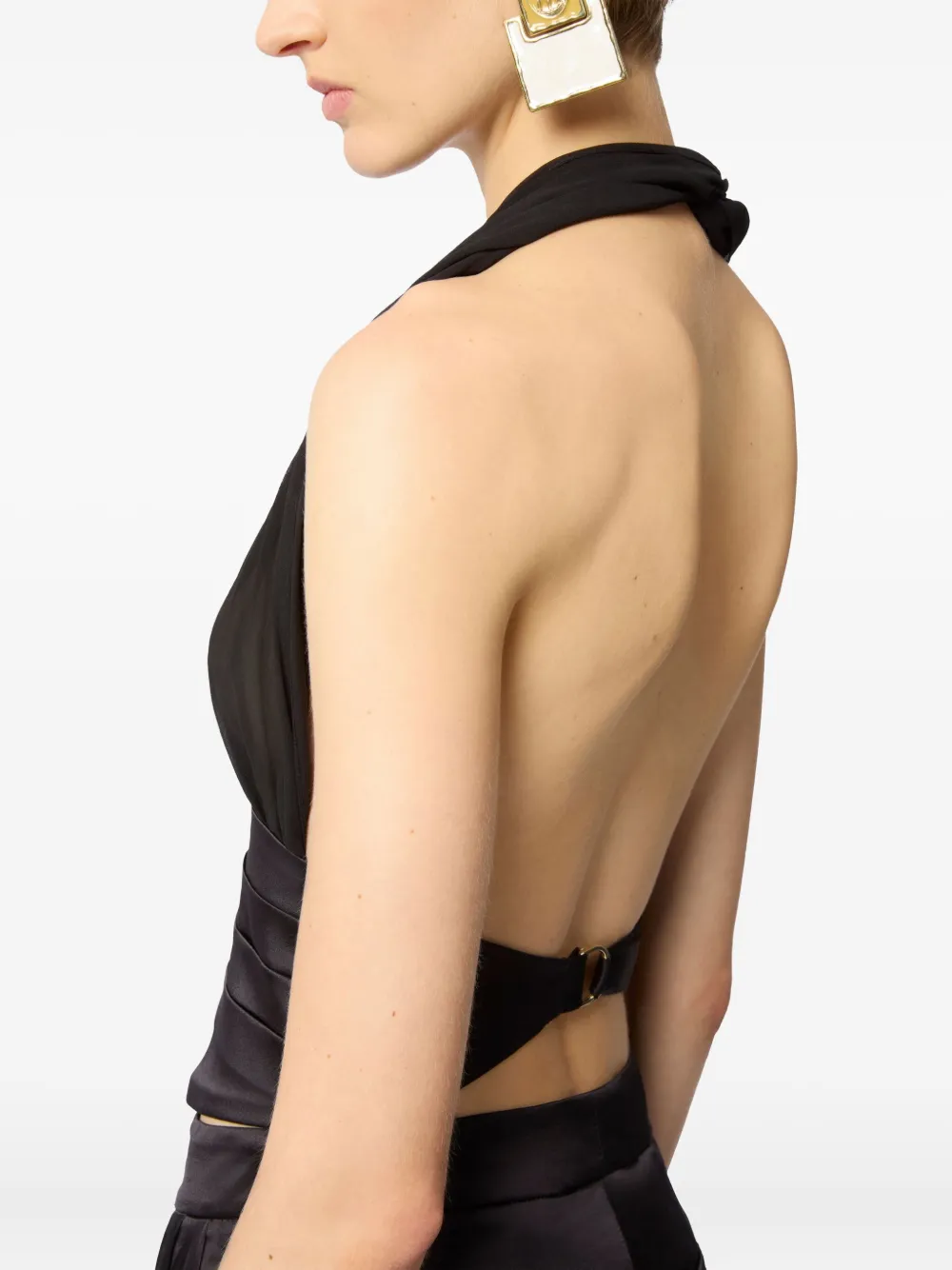 Nina Ricci Zijden blouse met V-hals en strikdetail Zwart