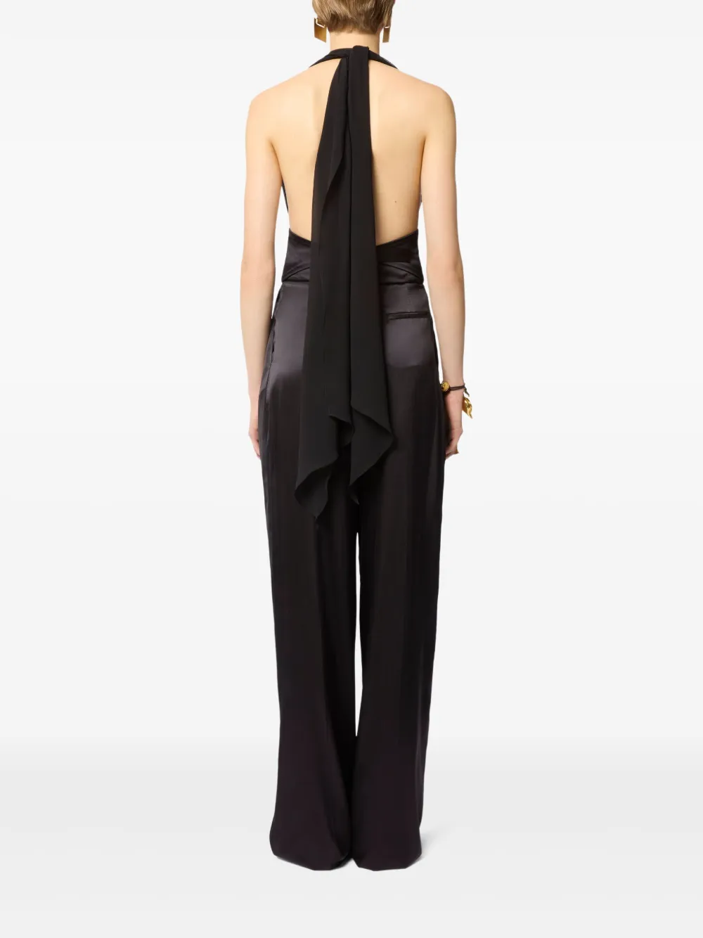 Nina Ricci Zijden blouse met V-hals en strikdetail Zwart