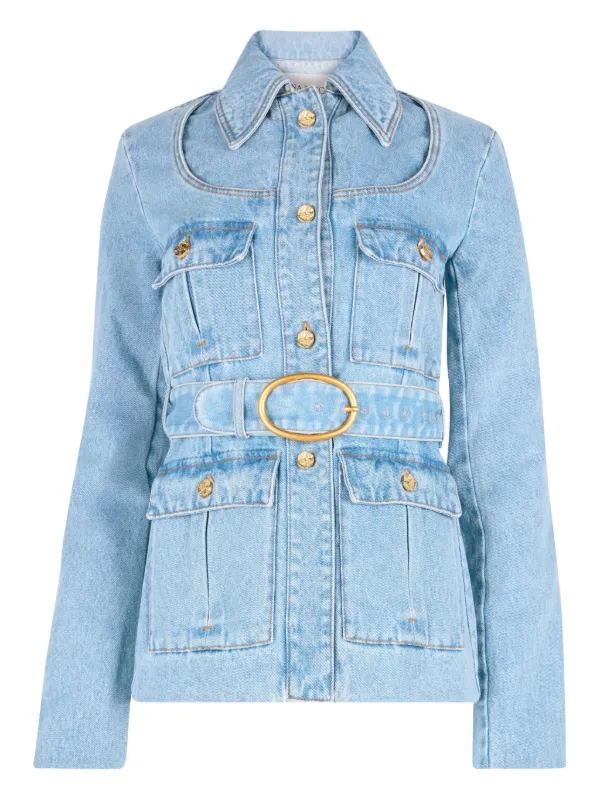 Nina Ricci Belted Saharienne Jacket in Blue