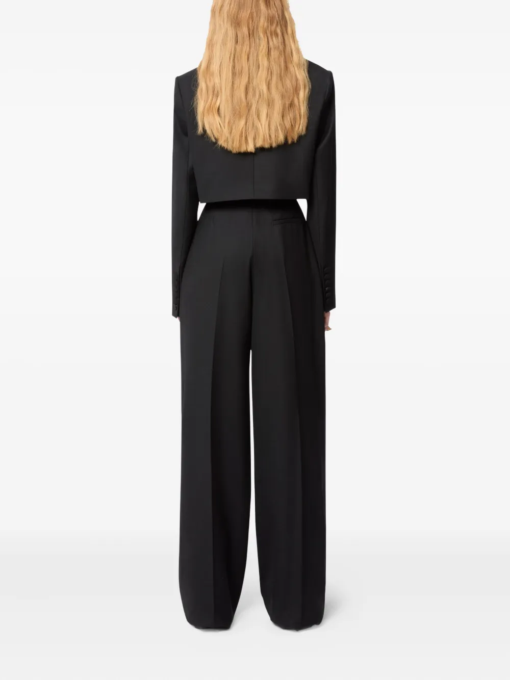 Nina Ricci Double-breasted Wool Cropped Blazer In Black
