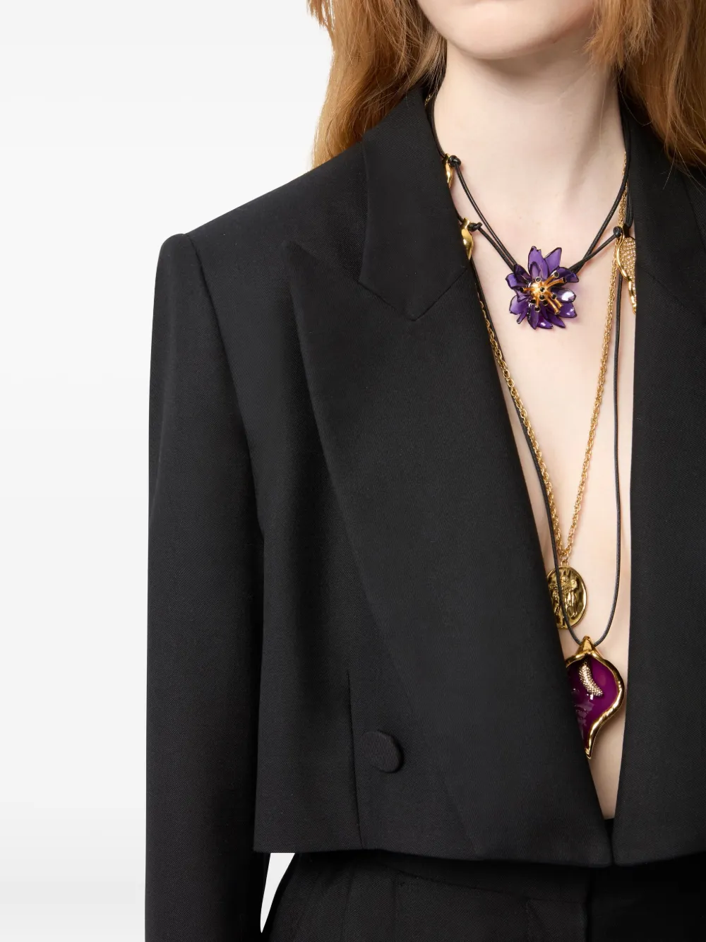 Nina Ricci Double-breasted Wool Cropped Blazer In Black