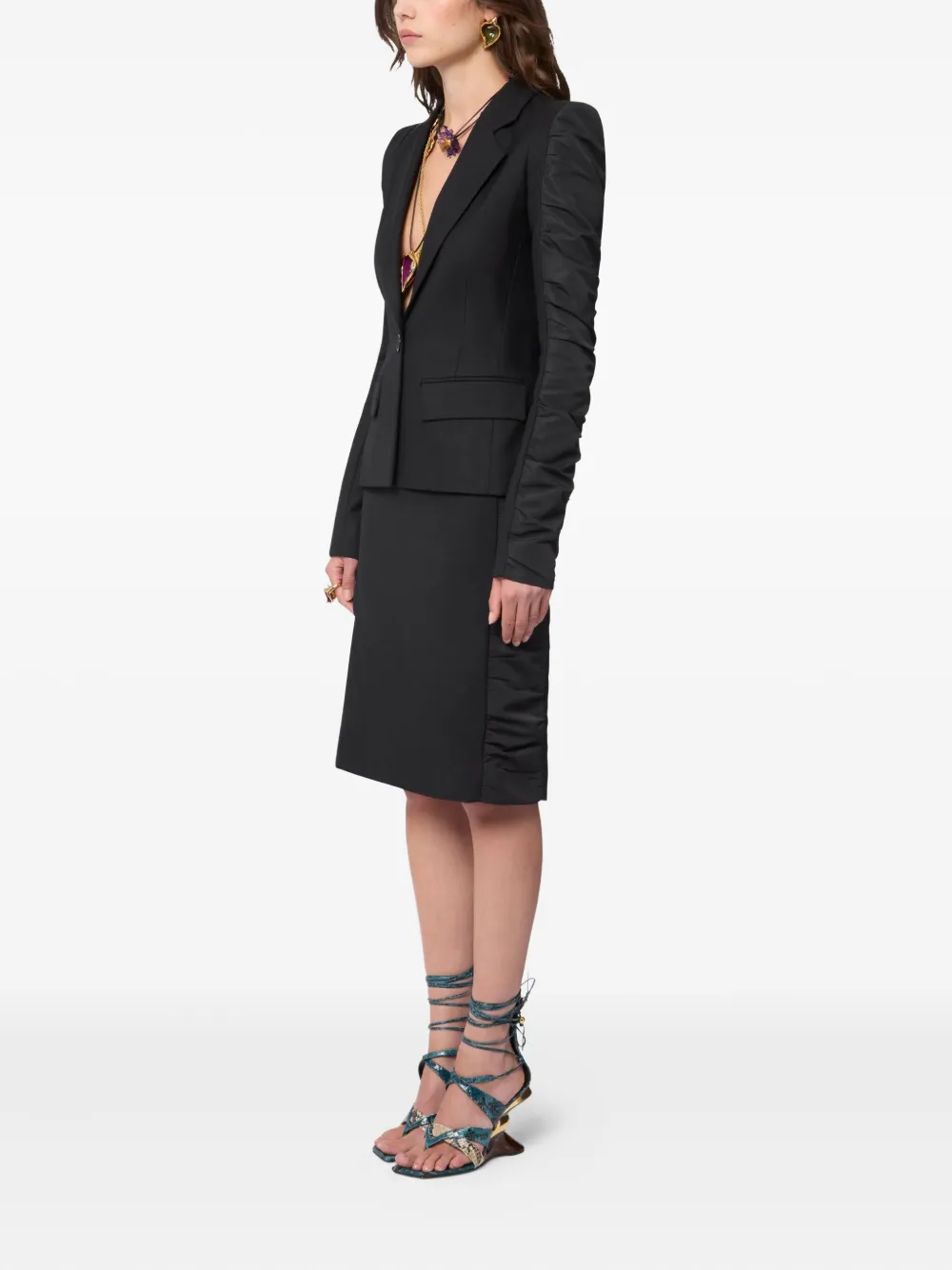 Nina Ricci Wollen colbert met ruches Zwart