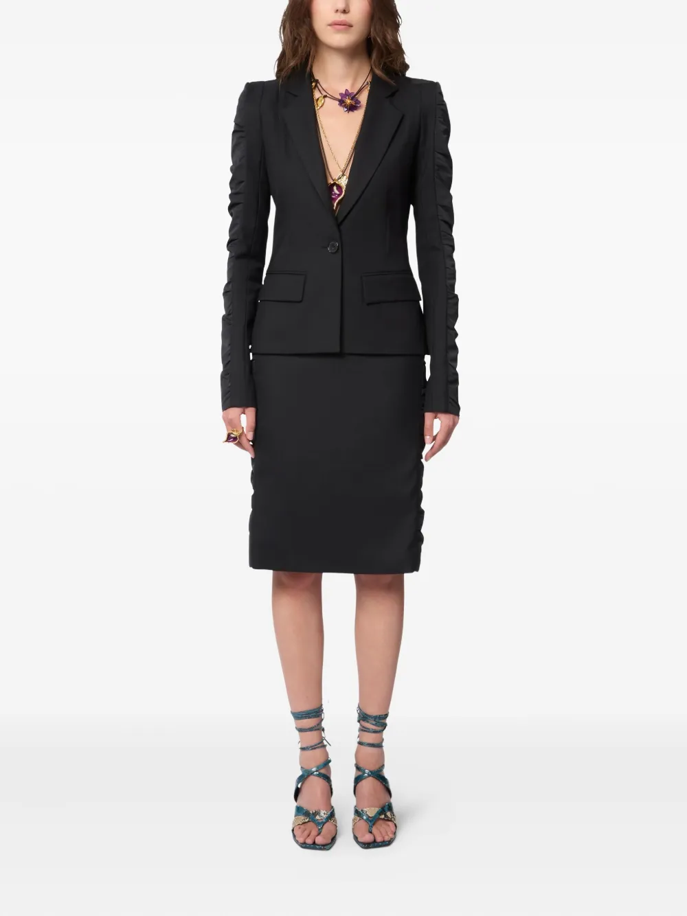 Nina Ricci Wollen colbert met ruches - Zwart