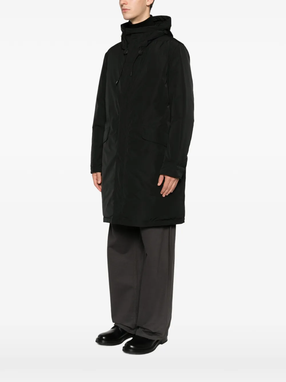 ASPESI Azoto hooded coat Zwart