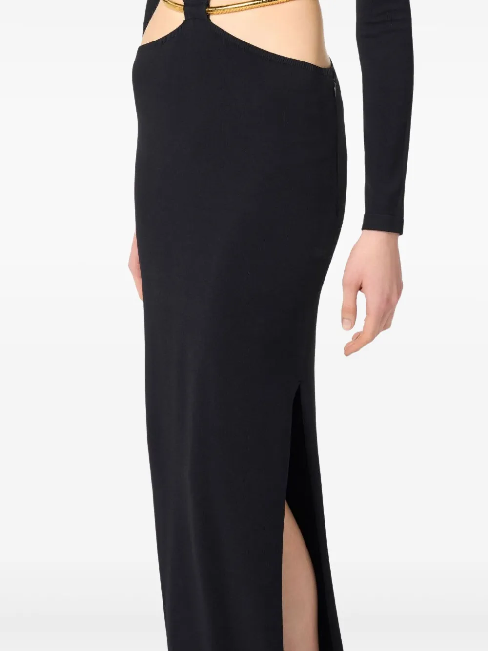 Elisabetta Franchi Maxi-jurk met uitgesneden details en ketting Zwart