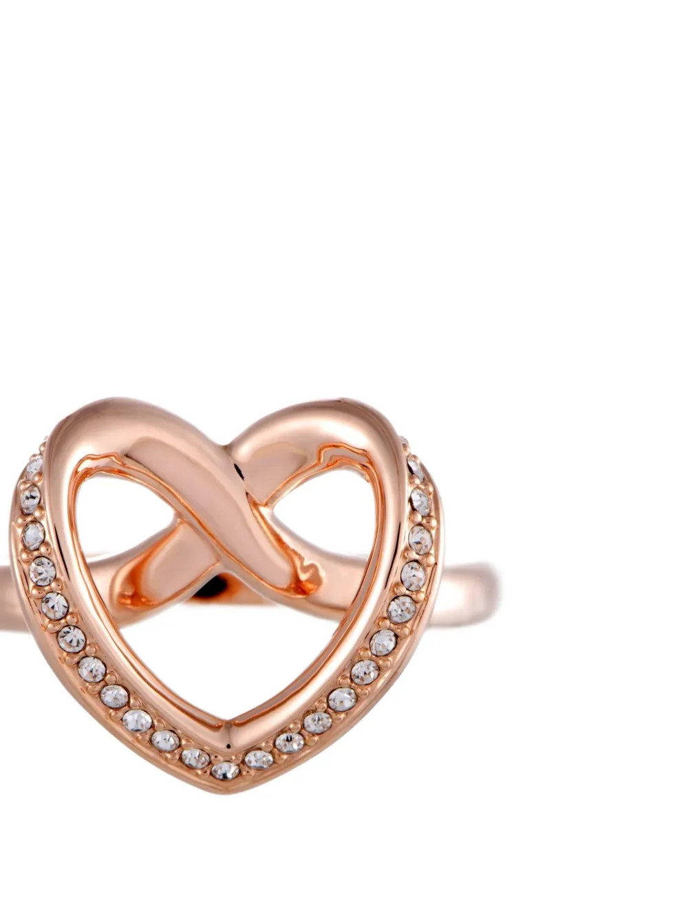 Pre-owned Swarovski Cupidon Heart Ring In Pink