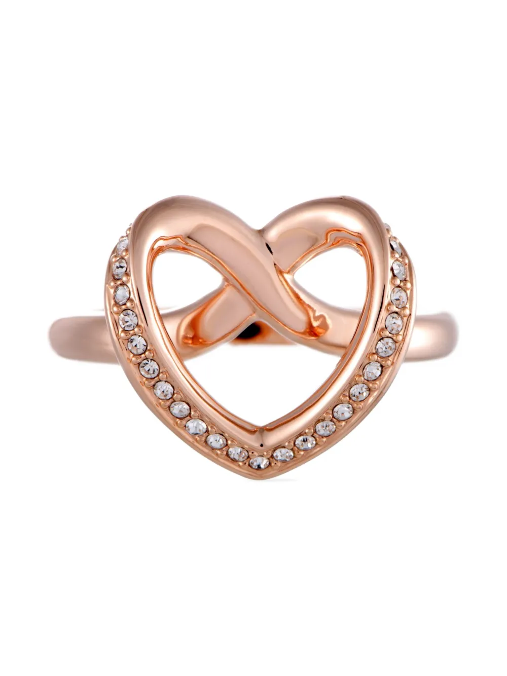 Pre-owned Swarovski Cupidon Heart Ring In Pink