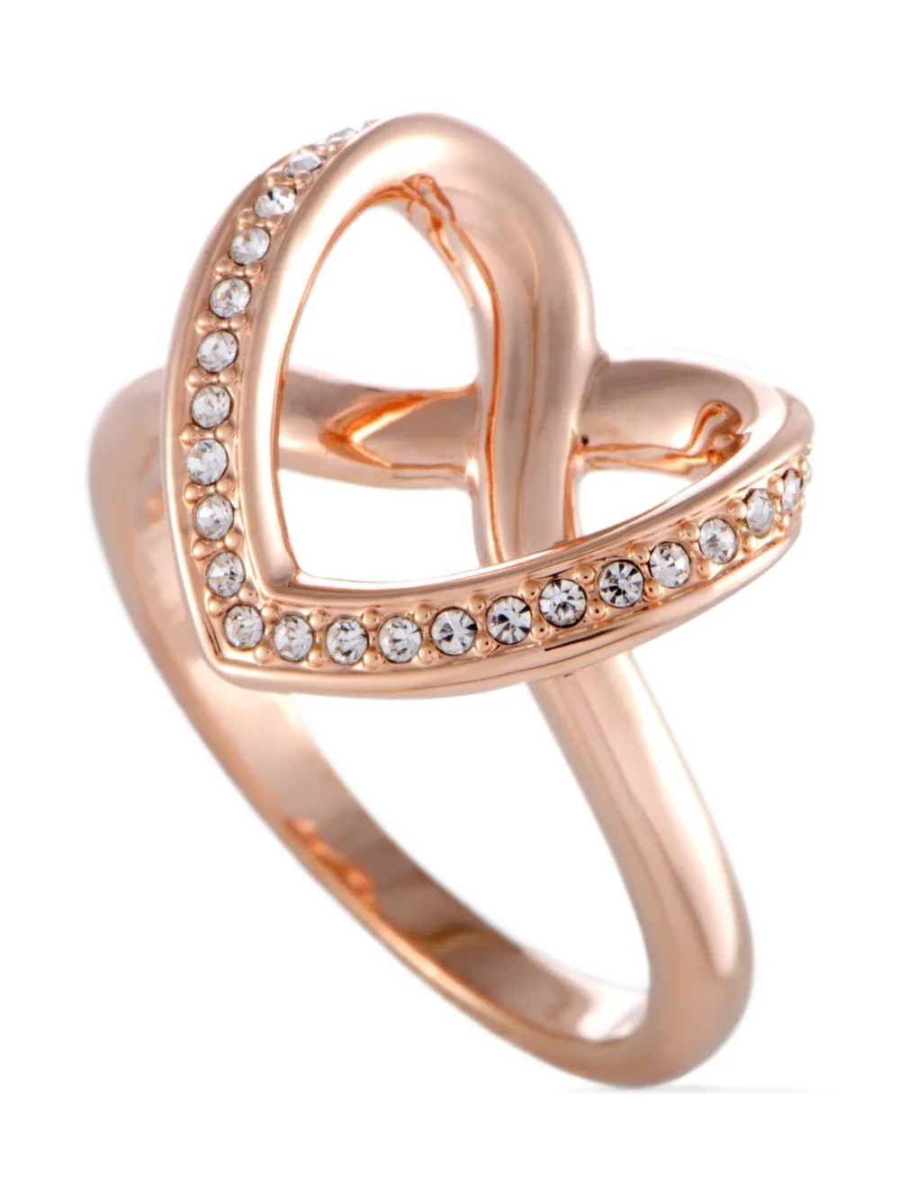 Pre-owned Swarovski Cupidon Heart Ring In Pink