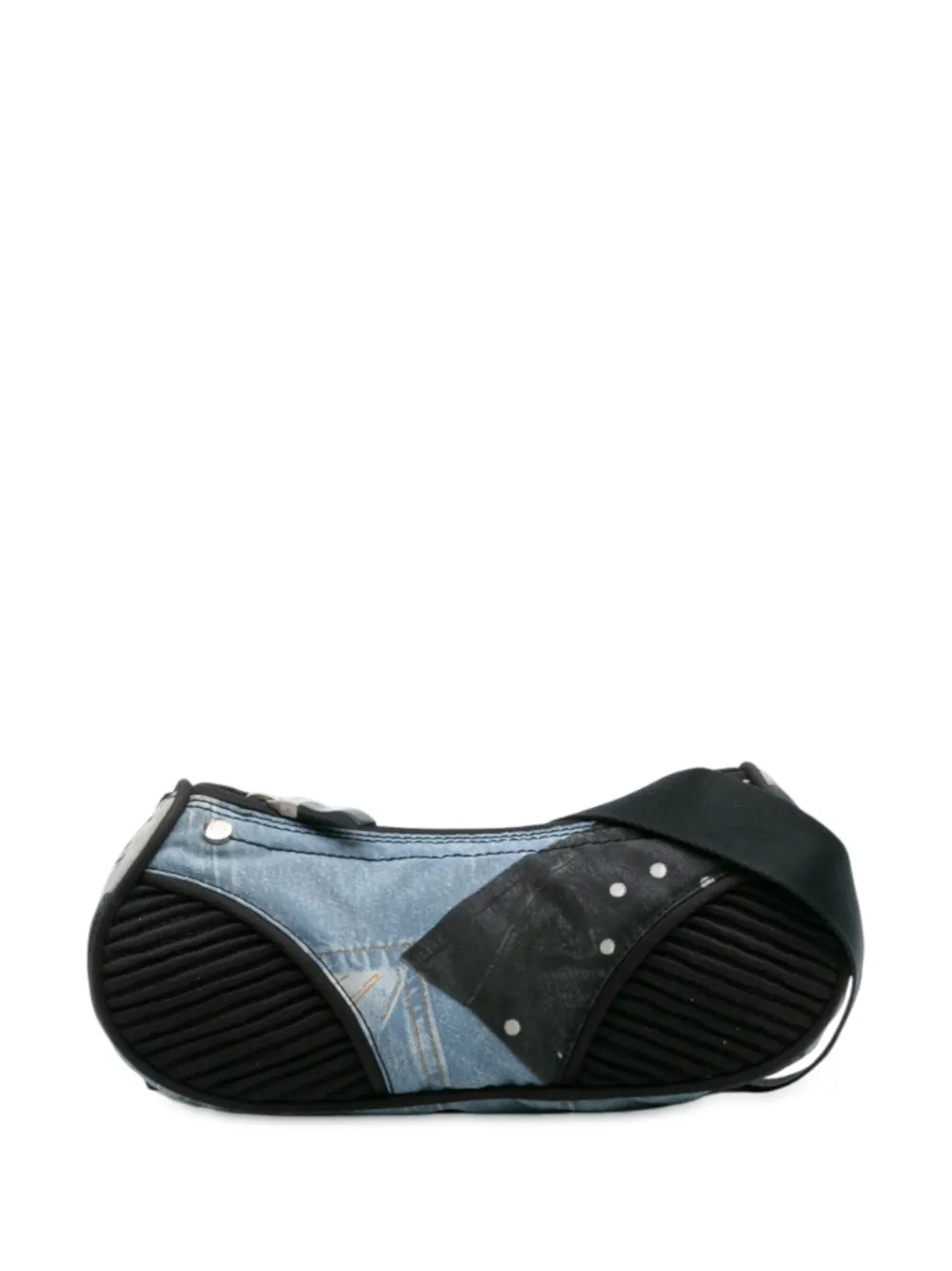Pre-owned Dior 2004 Canvas Printed Denim Crossbody Bag In Blue