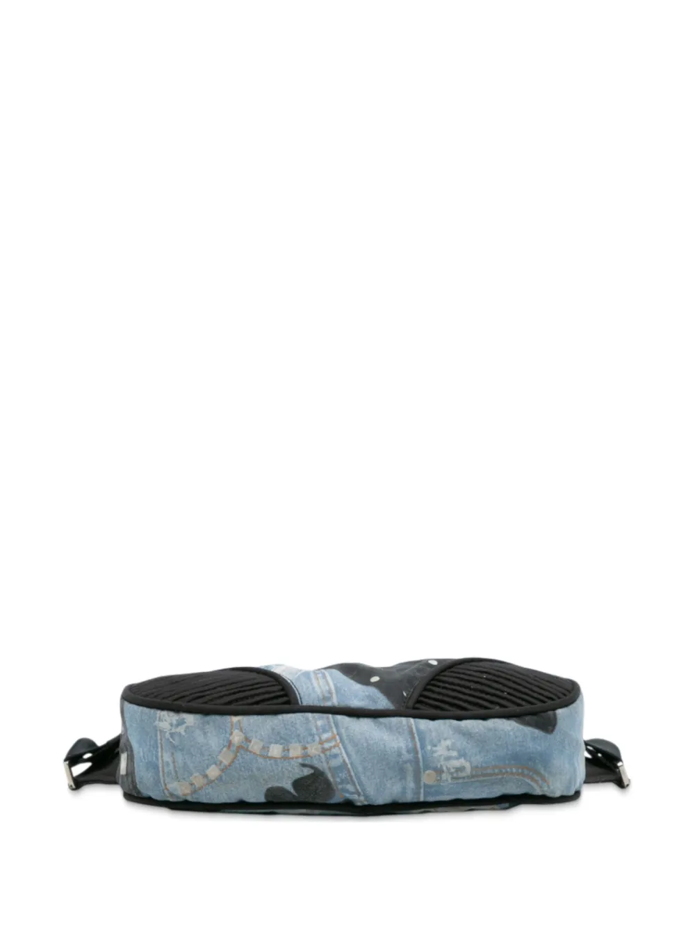Pre-owned Dior 2004 Canvas Printed Denim Crossbody Bag In Blue