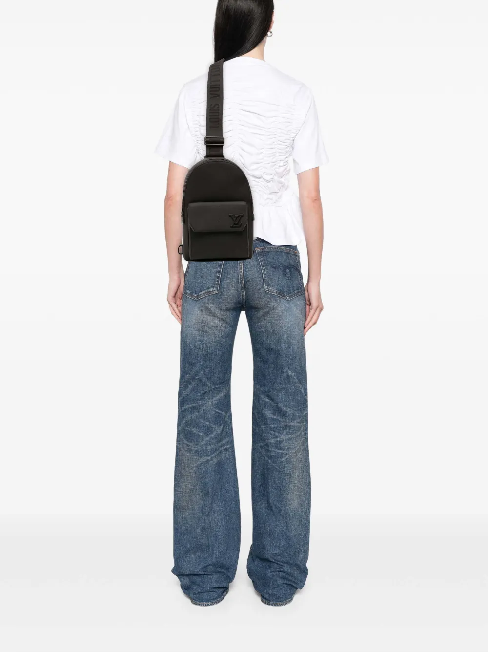 Pre-owned Louis Vuitton 2021-2025 Aerogram Pilot Sling Bag Crossbody Bag In Black