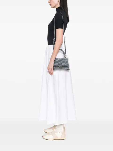 Balenciaga Pre-Owned 2022 Small BB Monogram Denim Hourglass Top Handle Bag satchel