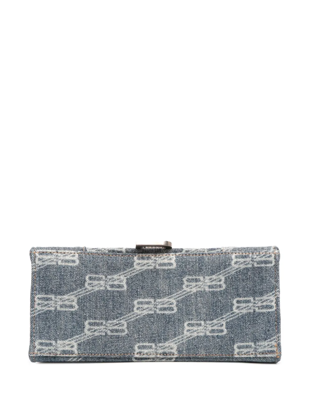 Pre-owned Balenciaga 2022 Small Bb Monogram Denim Hourglass Top Handle Bag Satchel In Blue
