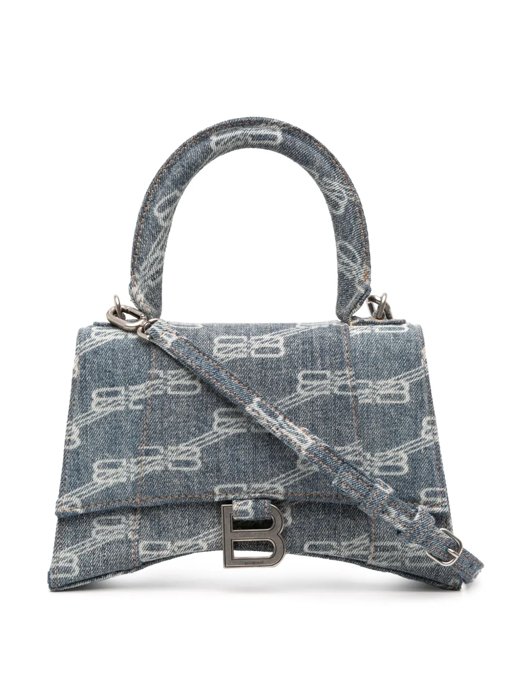 Balenciaga Pre-Owned 2022 Small BB Monogram Denim Hourglass Top Handle Bag satchel | Pre-Owned | Image 2