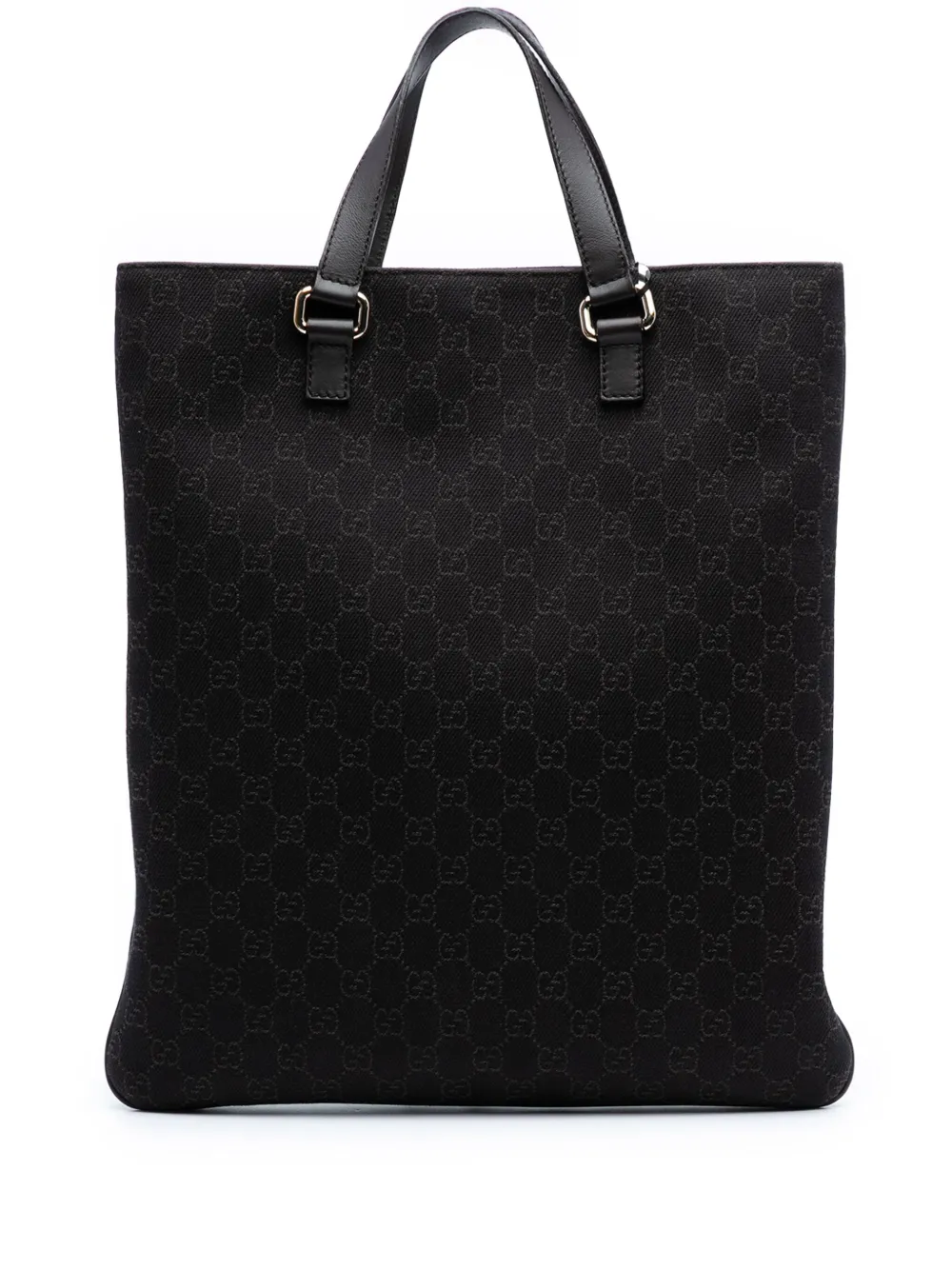 Pre-owned Gucci 2016-2025 Gg Denim Tote Bag In Brown