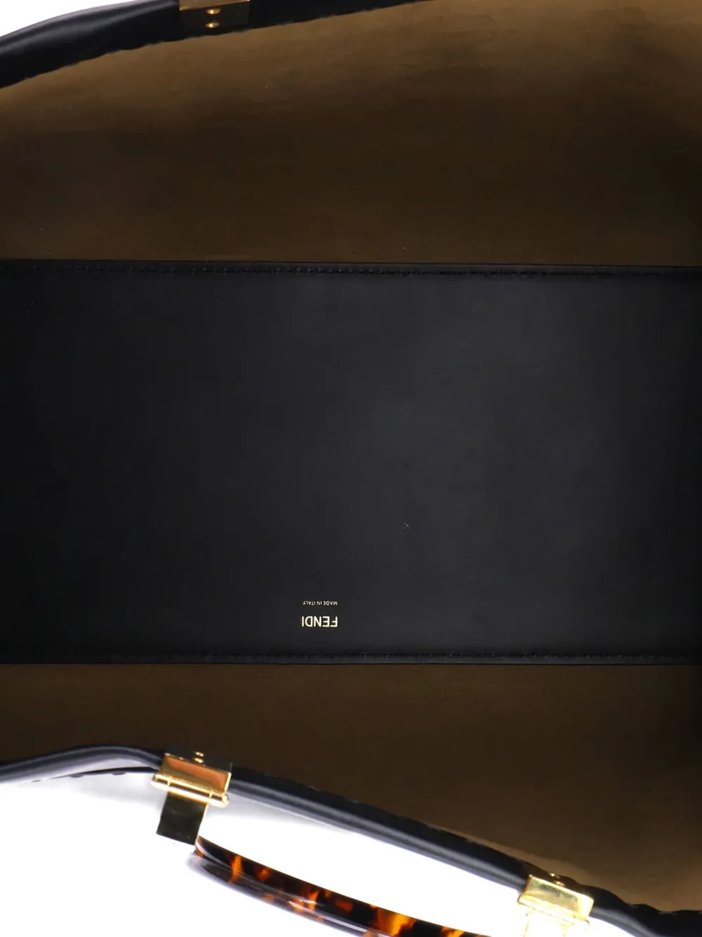 Pre-owned Fendi Sunshine Shopper Leather Large Tote Bag In Black