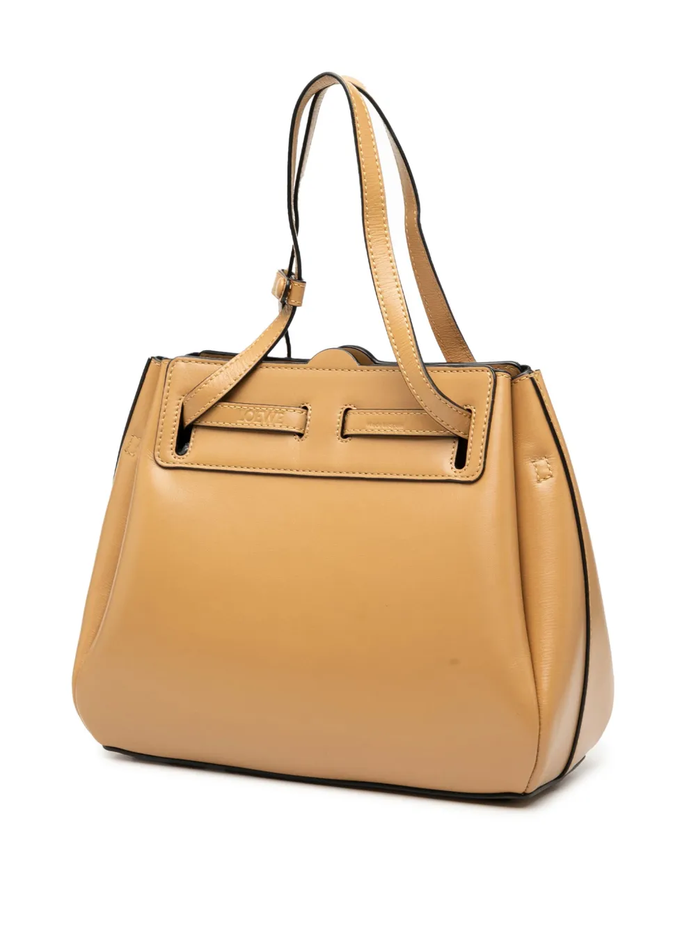 Pre-owned Loewe 2019 Mini Leather Lazo Satchel In Brown