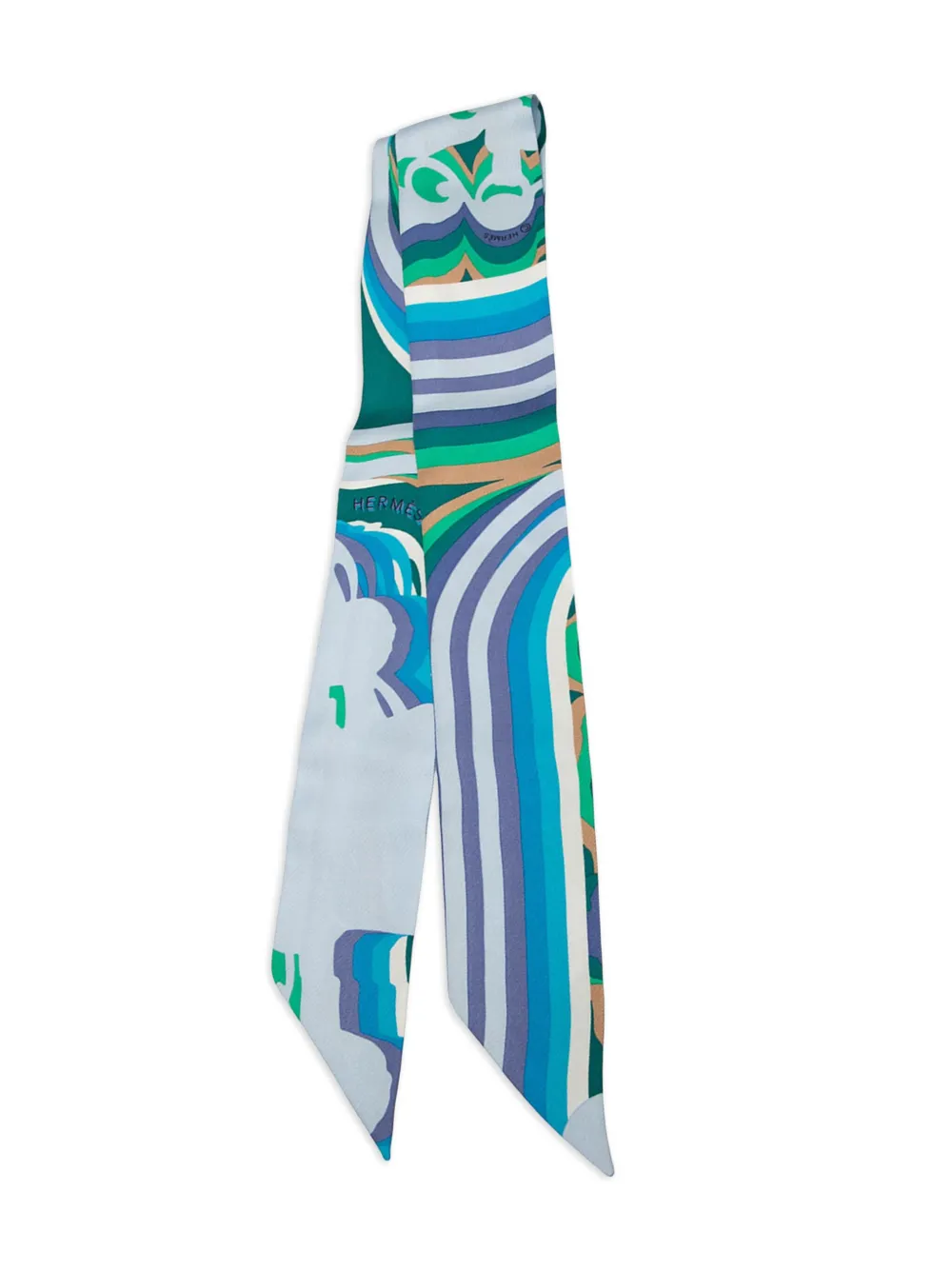 Hermès Pre-Owned 2019-2025 Brides De Gala Shadow Silk Twilly Scarf scarves - Blu