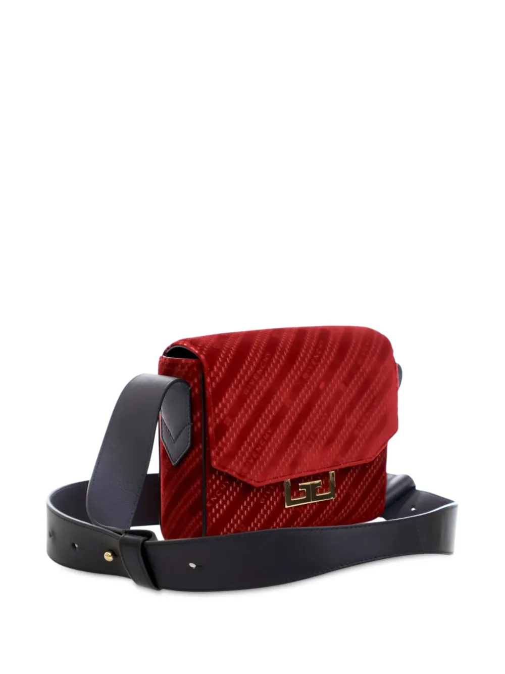 Pre-owned Givenchy 2000-2025 Mini Velvet Diagonal Eden Flap Shoulder Bag In Red