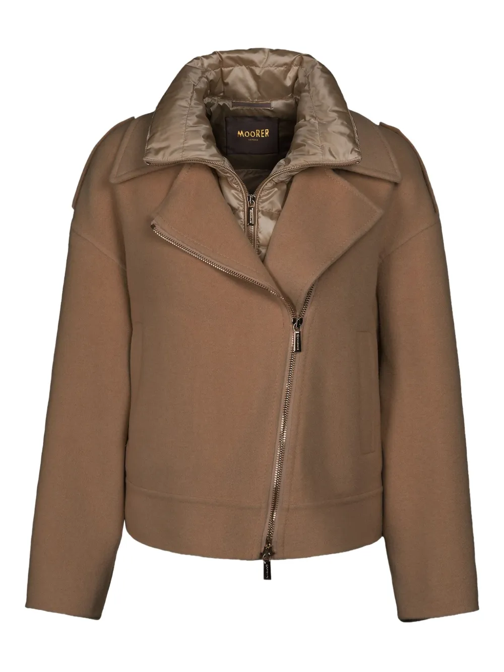 Moorer layered zip-up coat | Brown | Image 1
