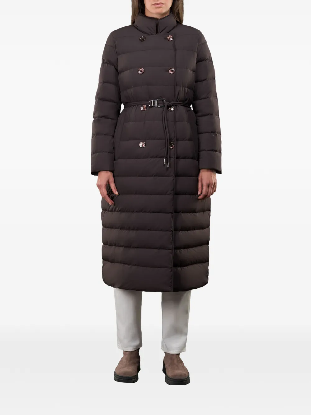 Moorer Raely double-breasted belted coat - Marrone