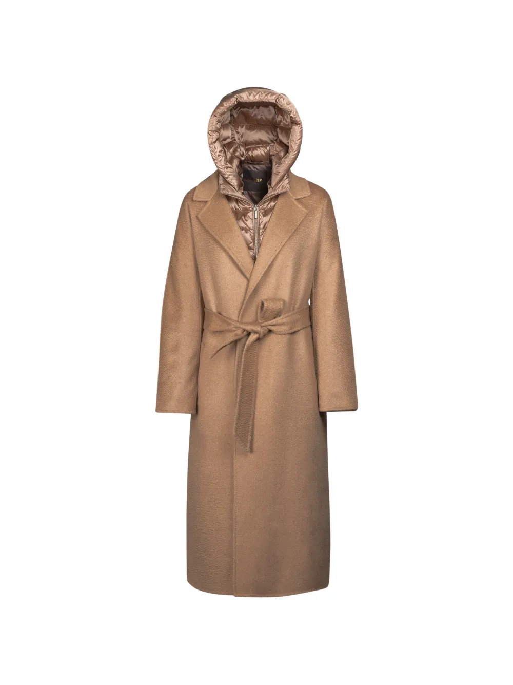 Moorer Olivie hooded belted coat - Marrone