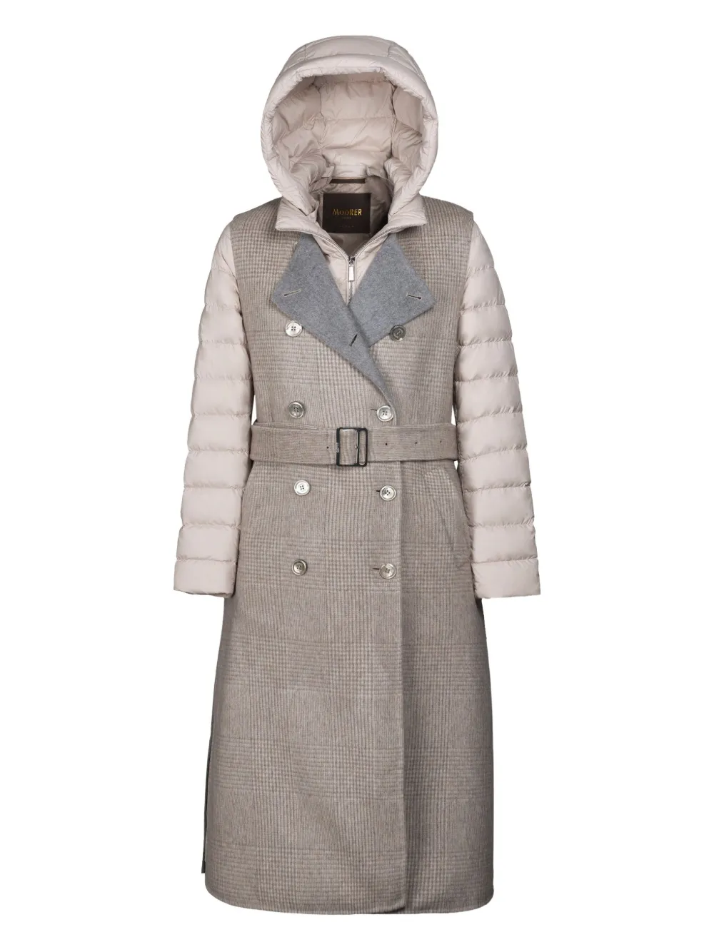 Moorer HARNA-DGA hooded check jacket | Neutrals | Image 1