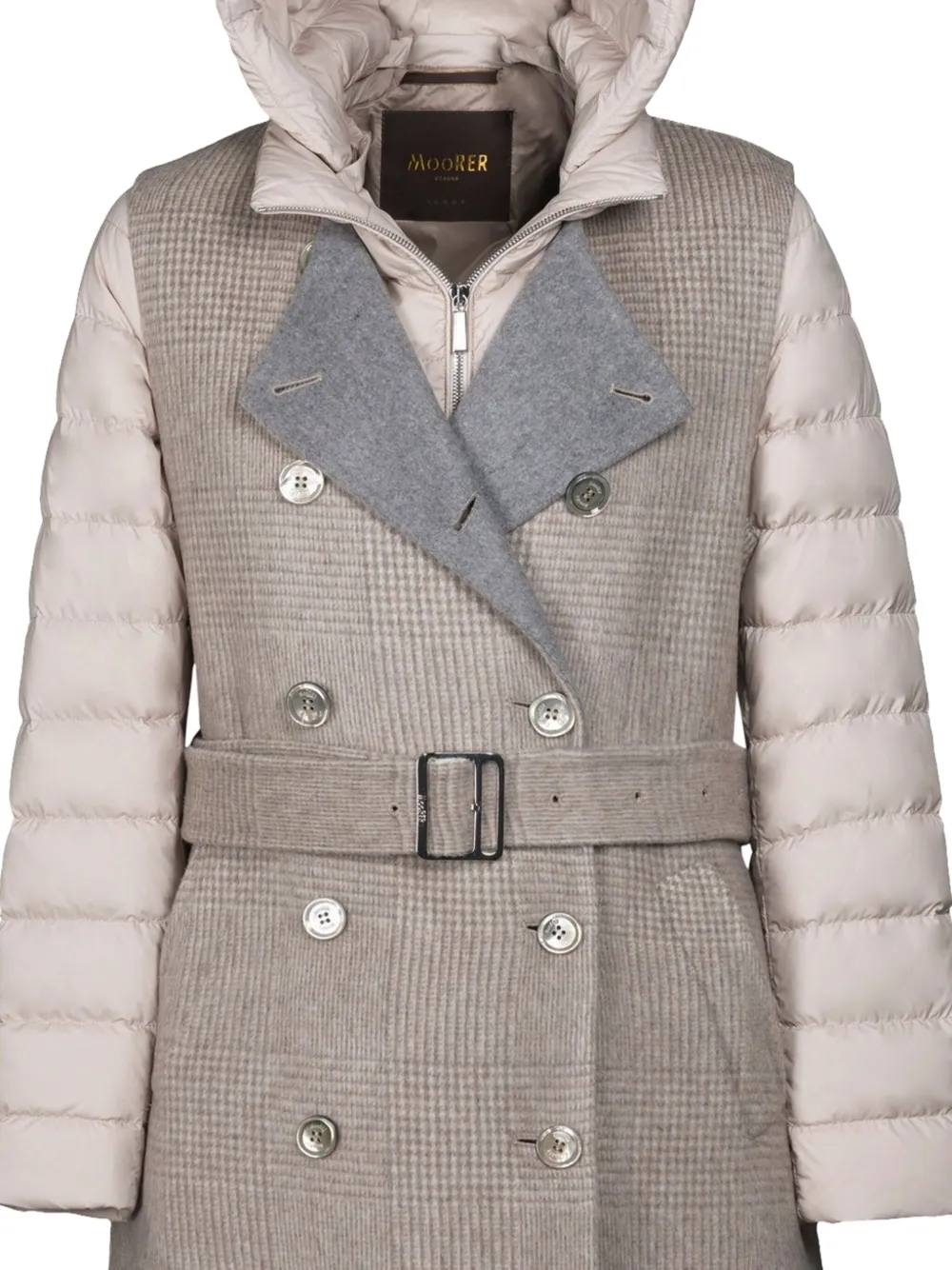 Moorer HARNA-DGA hooded check jacket | Double Breasted & Peacoats | Image 2
