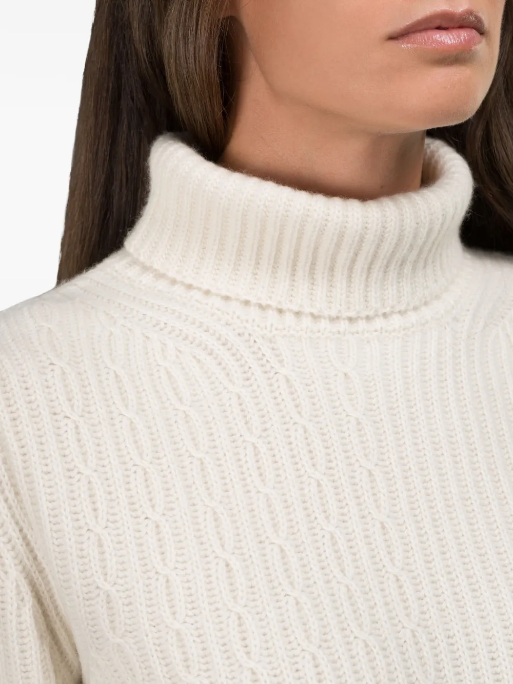 Moorer Cable-knit Turtleneck Sweater In Neutral