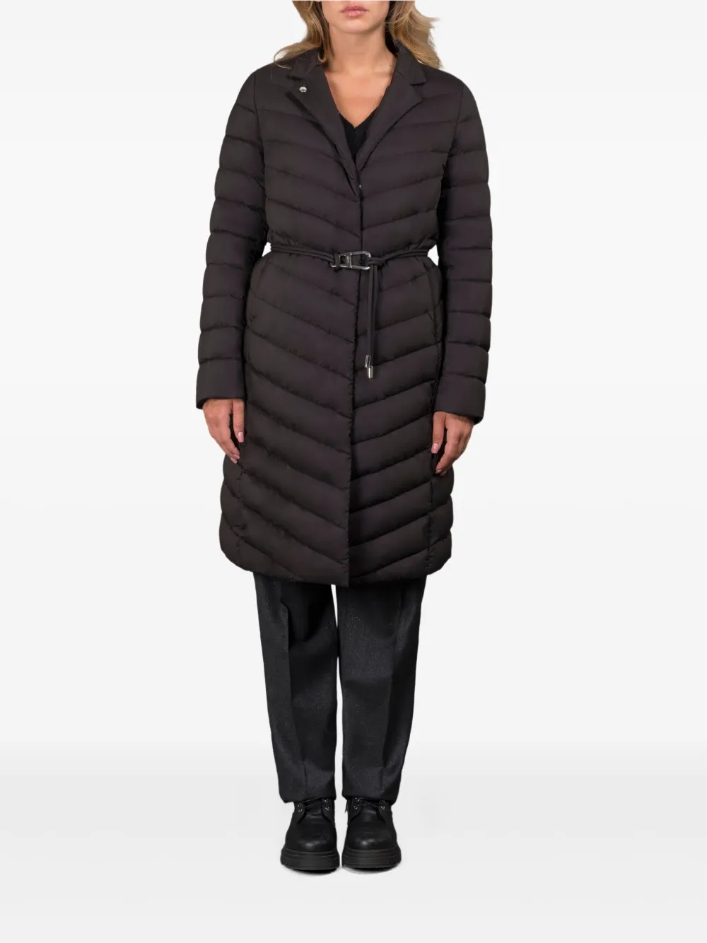 Moorer belted quilted coat | Single Breasted Coats | Image 2