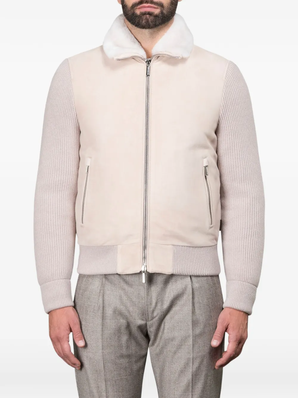 Moorer Campiglio fur-collar zip jacket | Neutrals | Image 1