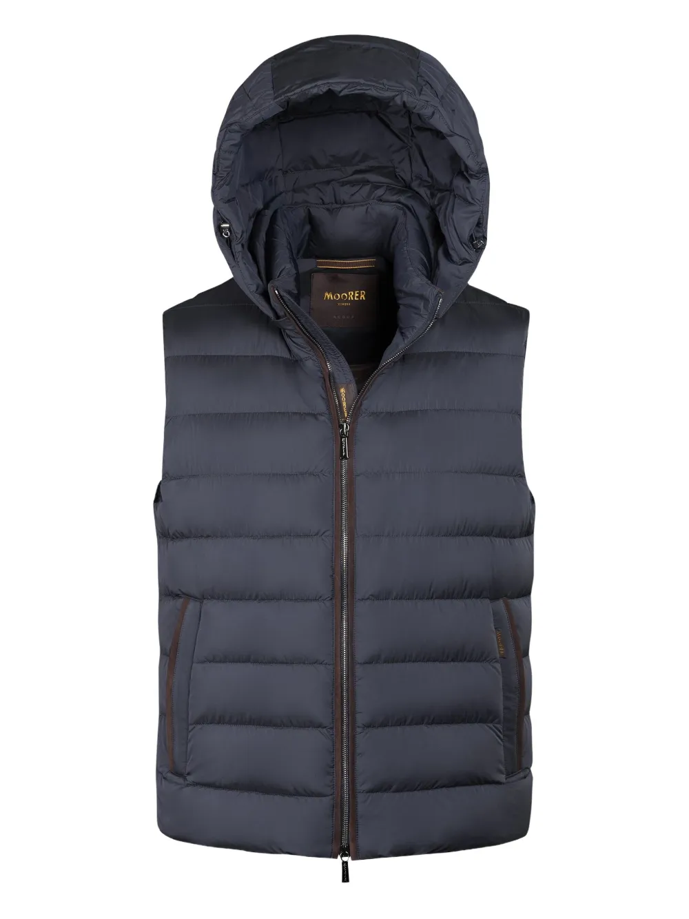 Moorer Febo-s3c Hooded Zip Vest In Blue