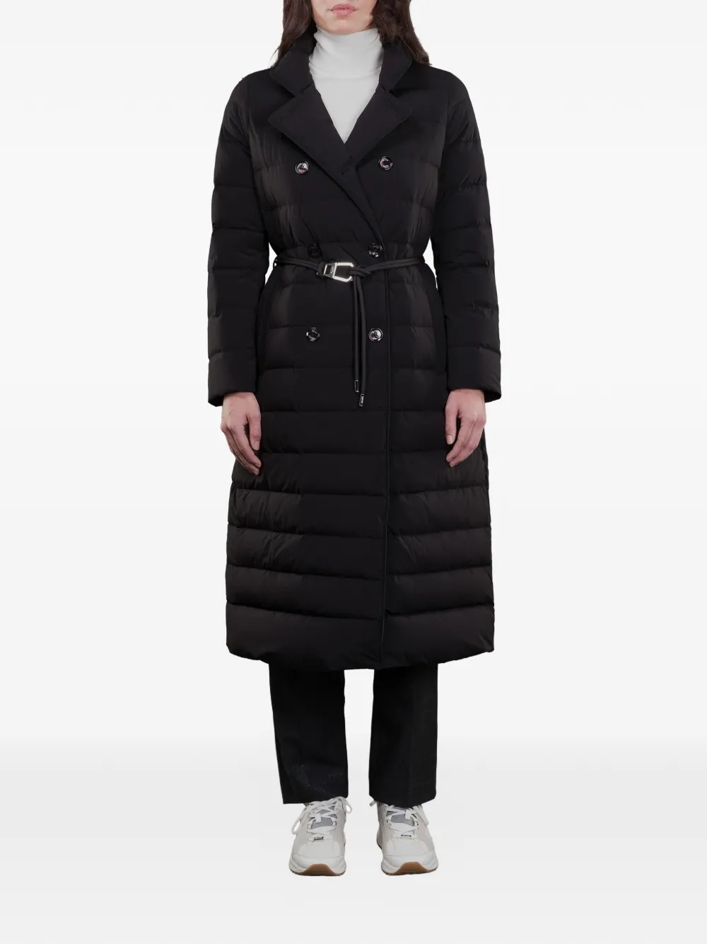  Moorer Raely Double-breasted Belted Coat - Black 