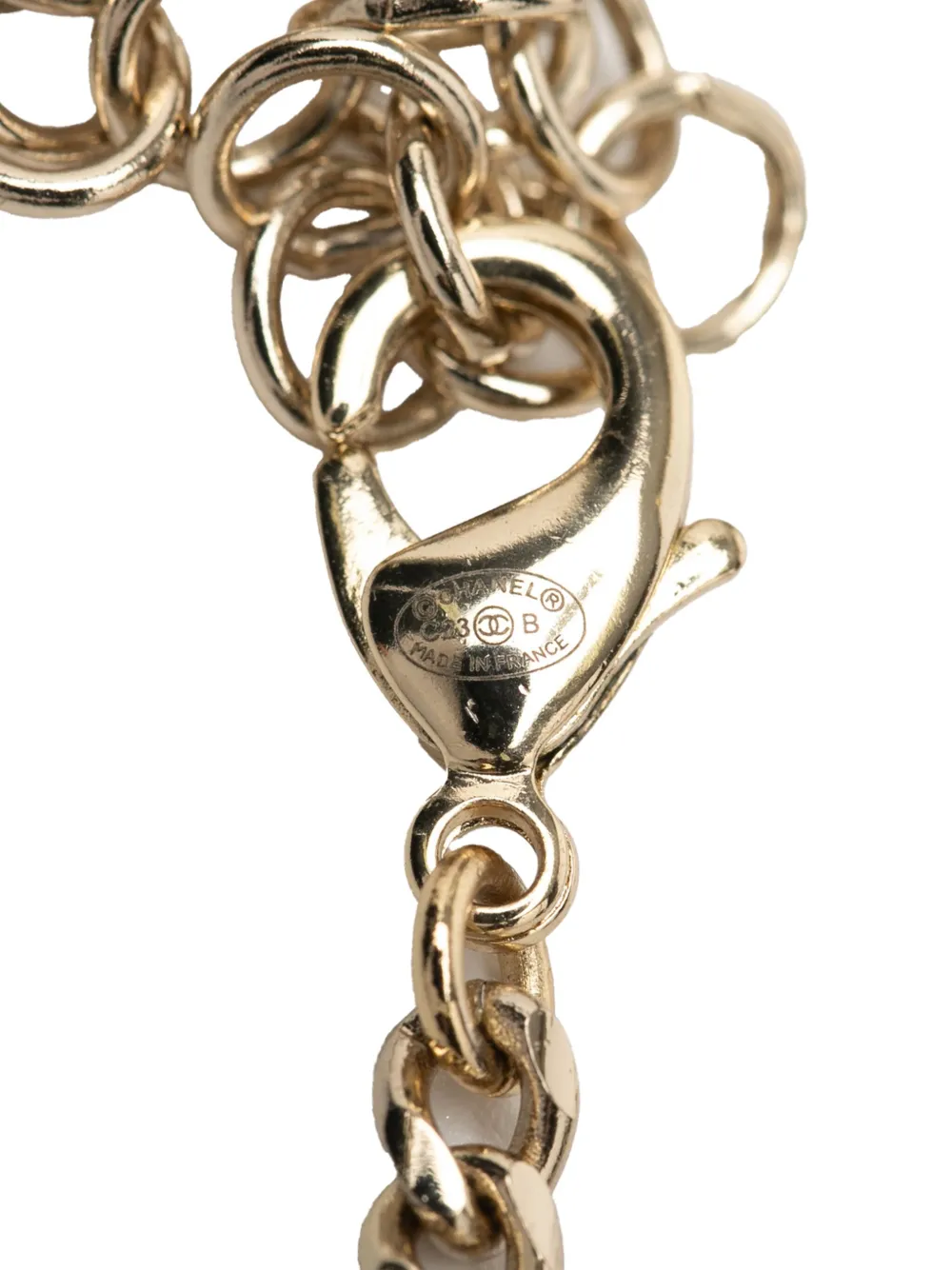 Pre-owned Chanel 2023 Gold Plated Rhinestones Heart Logo Choker Necklace Costume Necklace