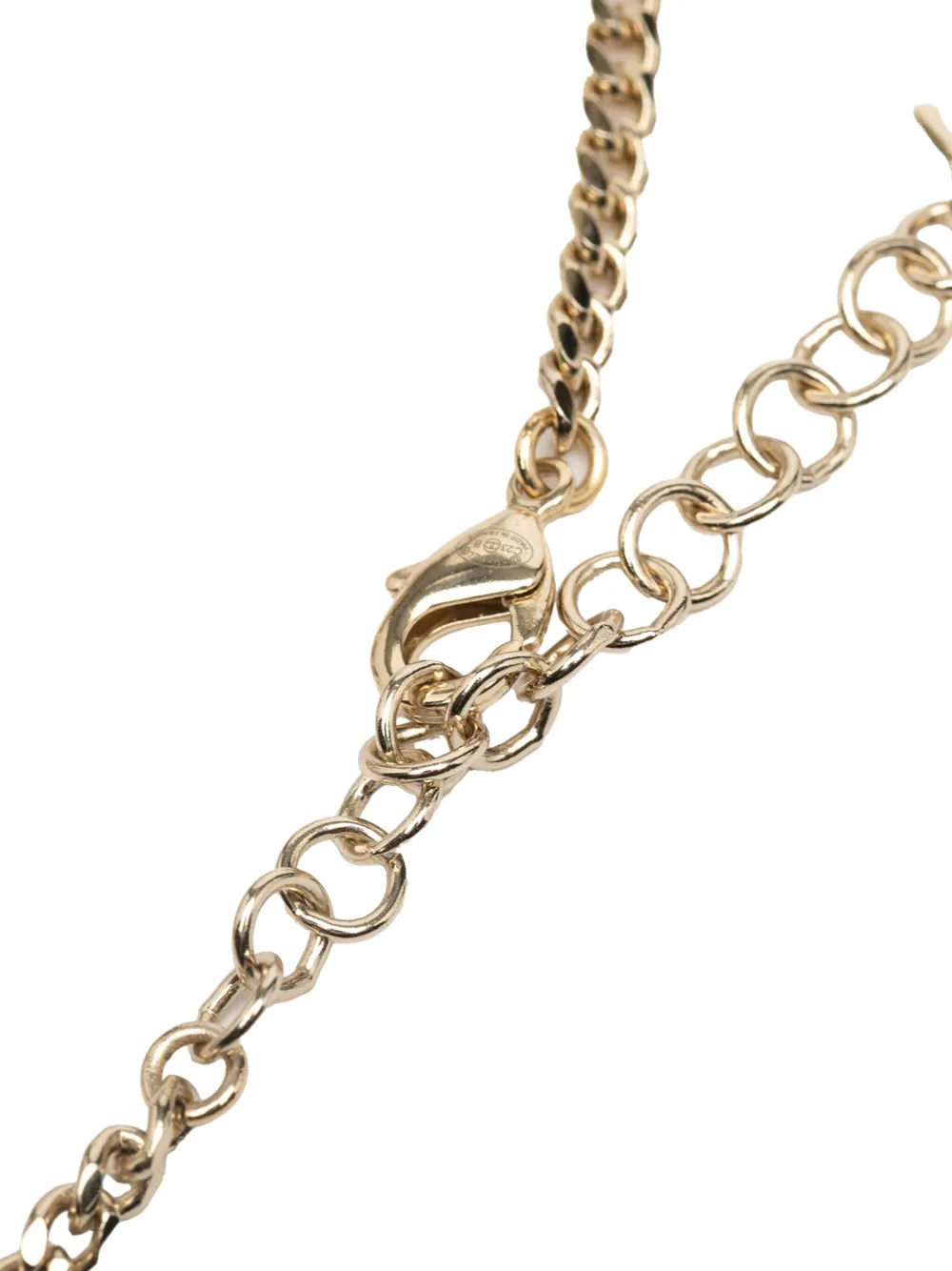 Pre-owned Chanel 2023 Gold Plated Rhinestones Heart Logo Choker Necklace Costume Necklace