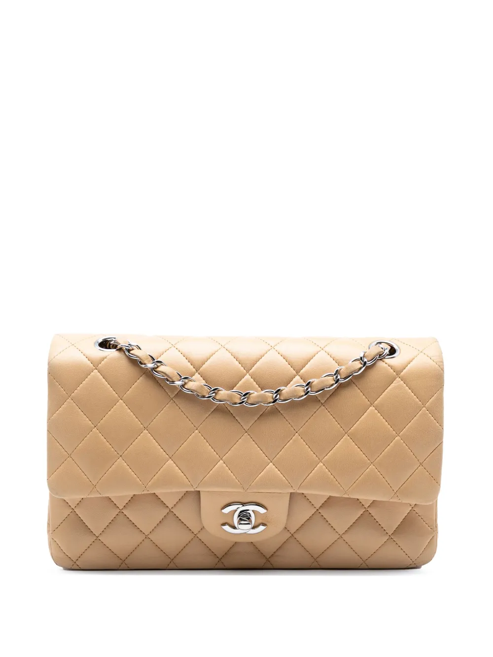 Pre-owned Chanel 2006-2008 Medium Classic Lambskin Double Flap Shoulder Bag In Brown
