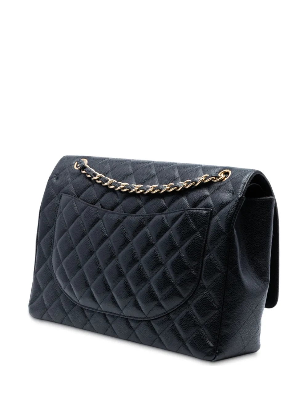 Pre-owned Chanel 2011 Maxi Classic Caviar Double Flap Shoulder Bag In Black