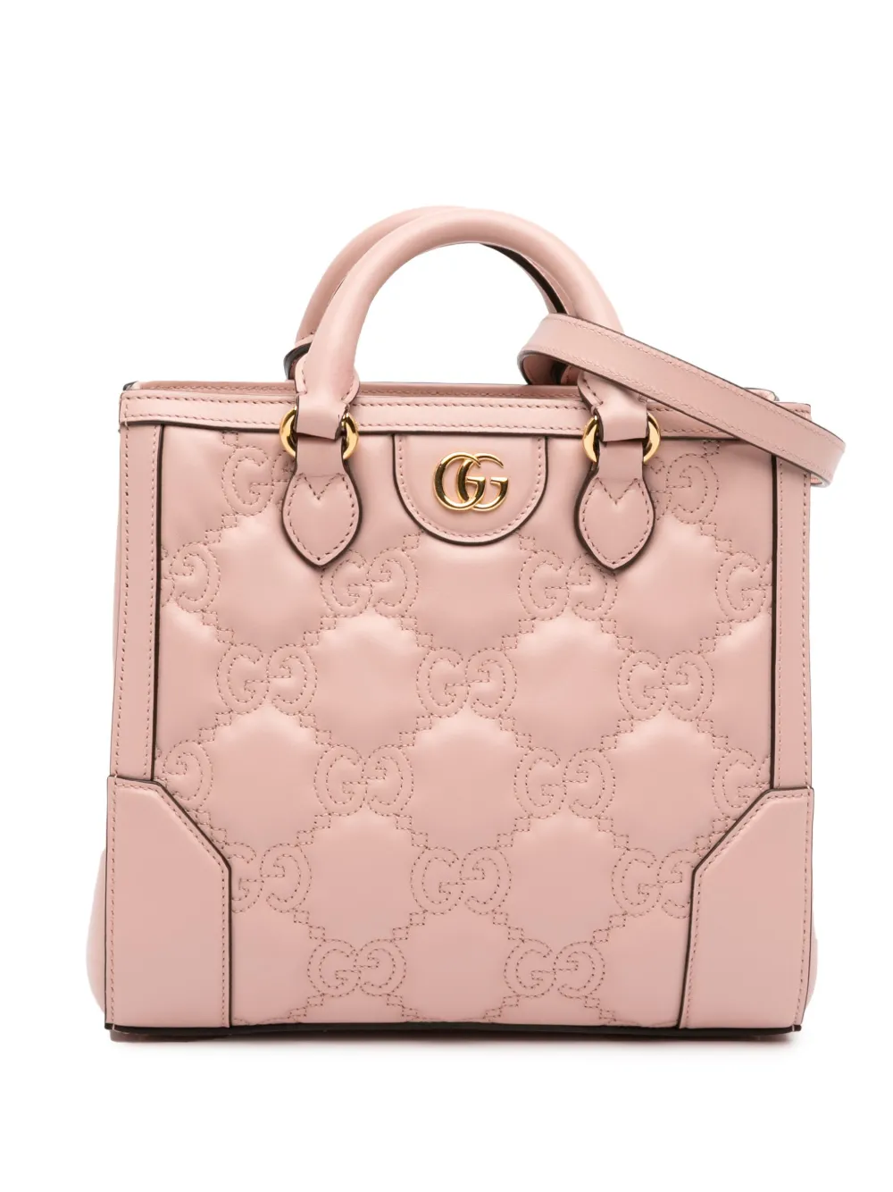 Pre-owned Gucci 2016-2025 Mini Gg Matelasse Leather Top Handle Bag Satchel In Pink