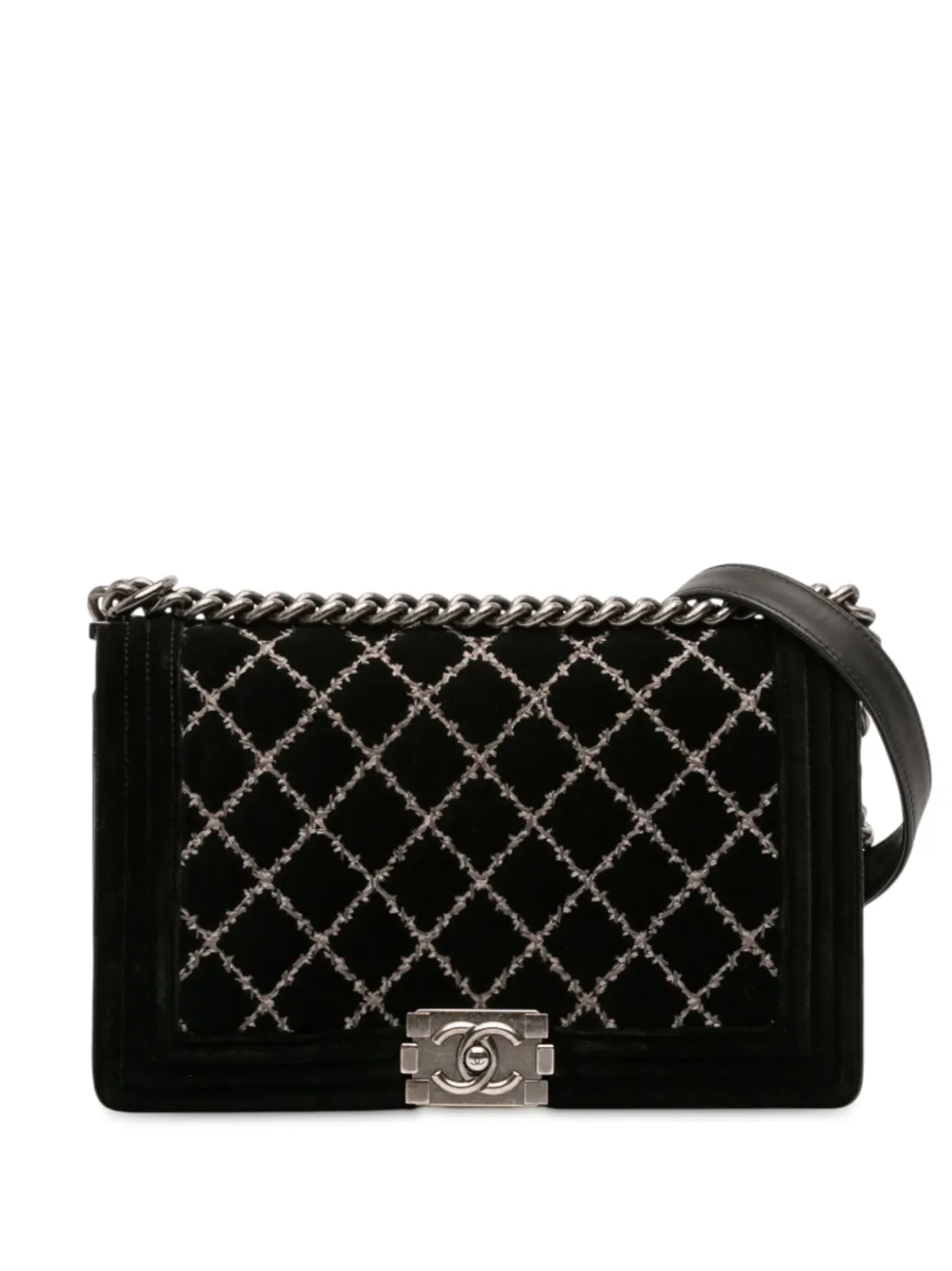 2014 Medium Quilted Velvet Wild Stitch Boy Flap Crossbody Bag
