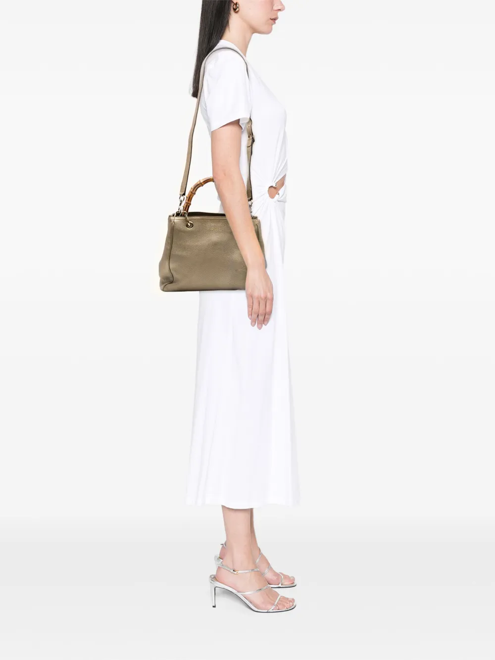 Pre-owned Gucci 2000-2015 Small Calfskin Bamboo Shopper Satchel In Gold