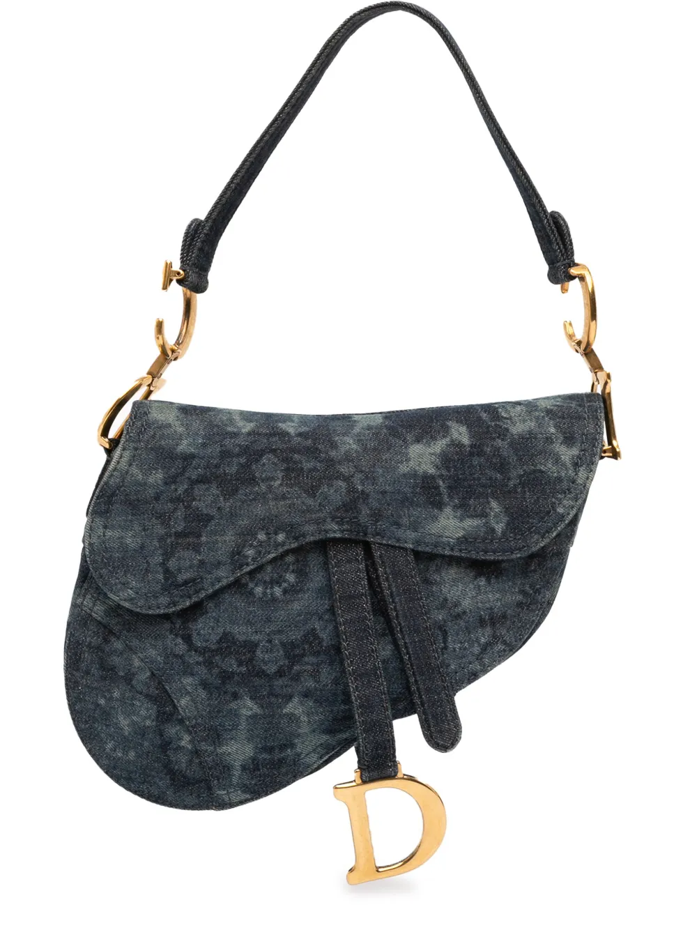 Pre-owned Dior 2019 Denim Tie Dye Saddle Bag Shoulder Bag In Blue