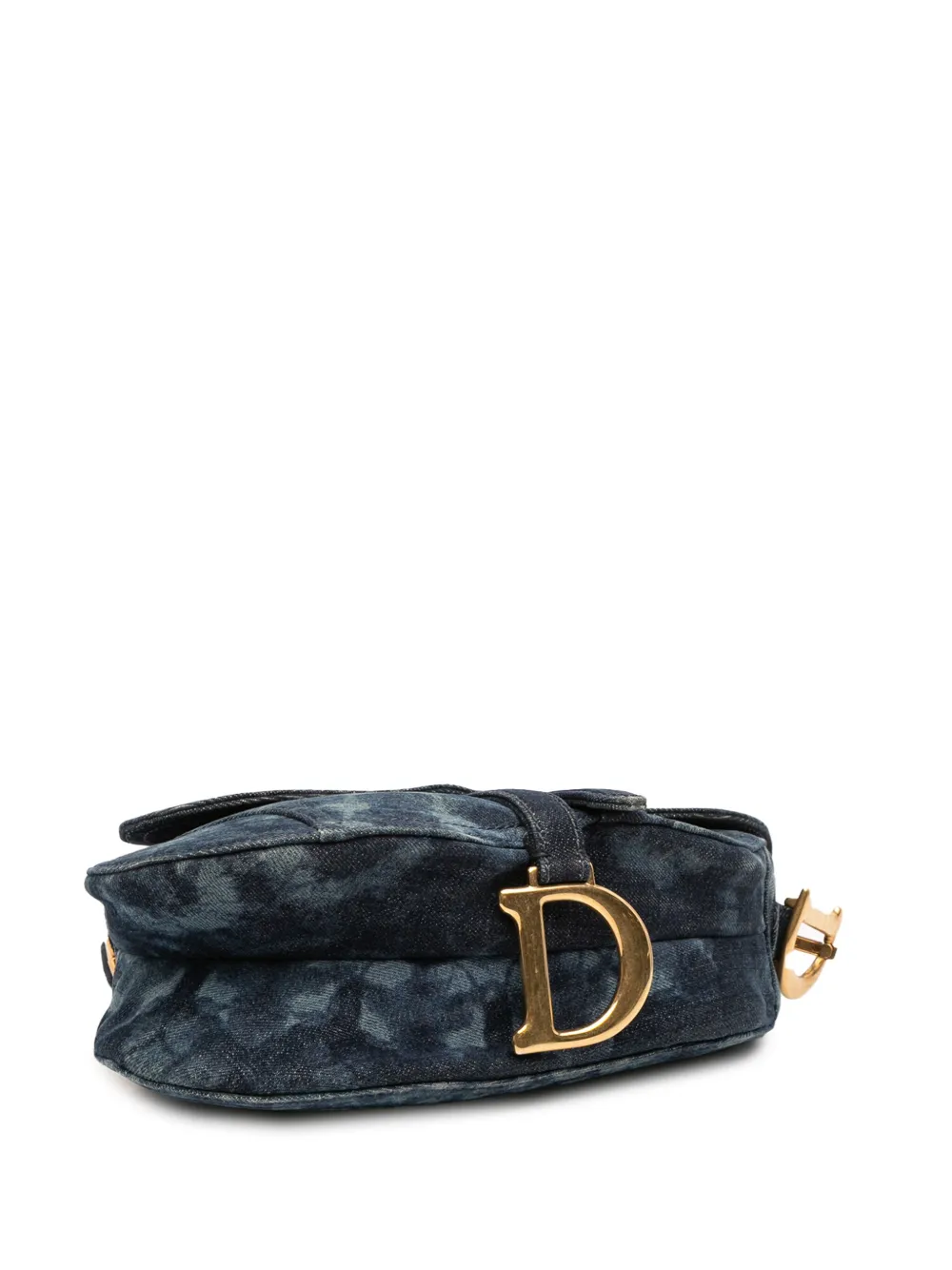 Pre-owned Dior 2019 Denim Tie Dye Saddle Bag Shoulder Bag In Blue