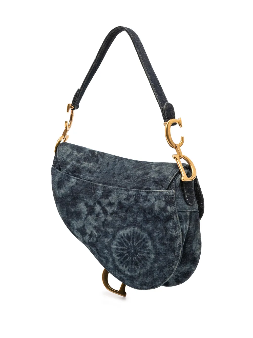 Pre-owned Dior 2019 Denim Tie Dye Saddle Bag Shoulder Bag In Blue